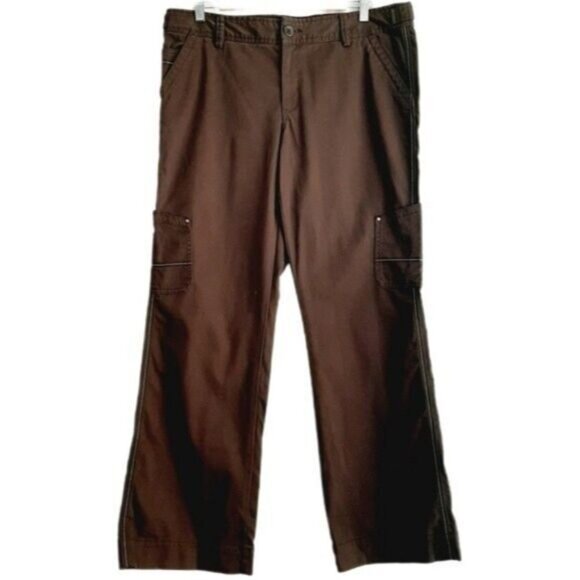 EDDIE BAUER | Casual Boot Cut Cargo Pants Brown Sz 14 - Picture 1 of 10